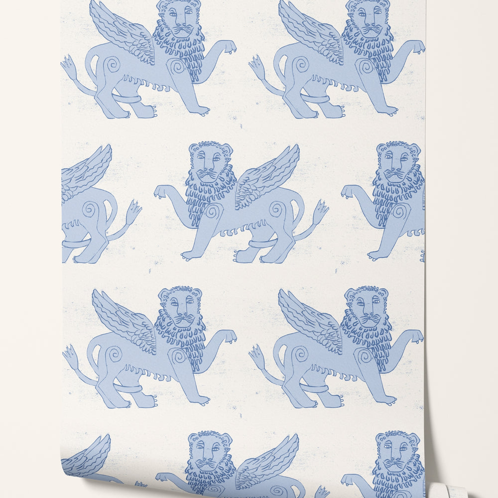 
                  
                    Winged Lion Wallpaper - Delft Blue
                  
                