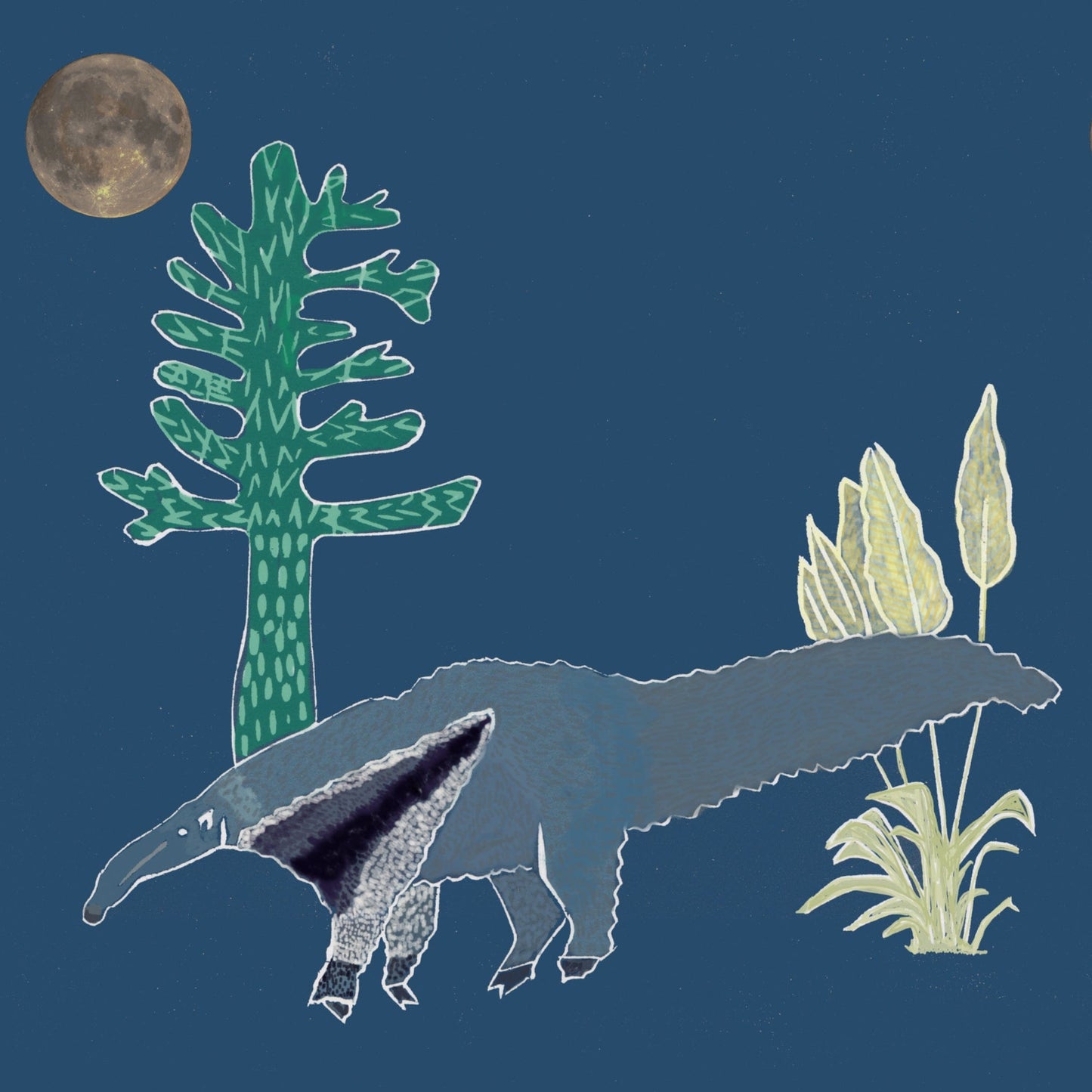 WALLPAPER SAMPLE The Anteater Wallpaper - Midnight Blue