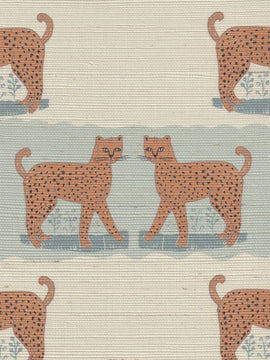 A Leopard Never Changes it's Spots ~ Blue GRASSCLOTH
