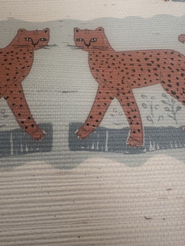 A Leopard Never Changes it's Spots ~ Blue GRASSCLOTH