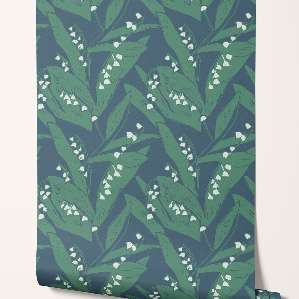 
                  
                    Lily of the Valley Wallpaper- Leaves at Midnight
                  
                