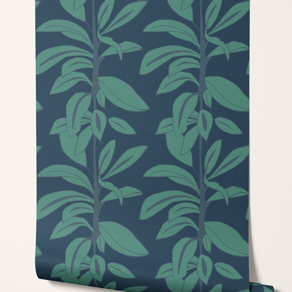
                  
                    Rubber Plant Wallpaper - Leaves at Midnight
                  
                