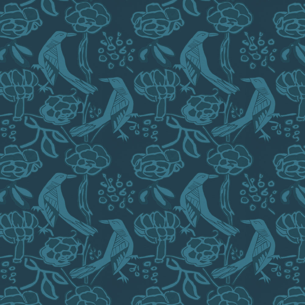 Chattering of Choughs - Deco Blue - Annika Reed Studio 
