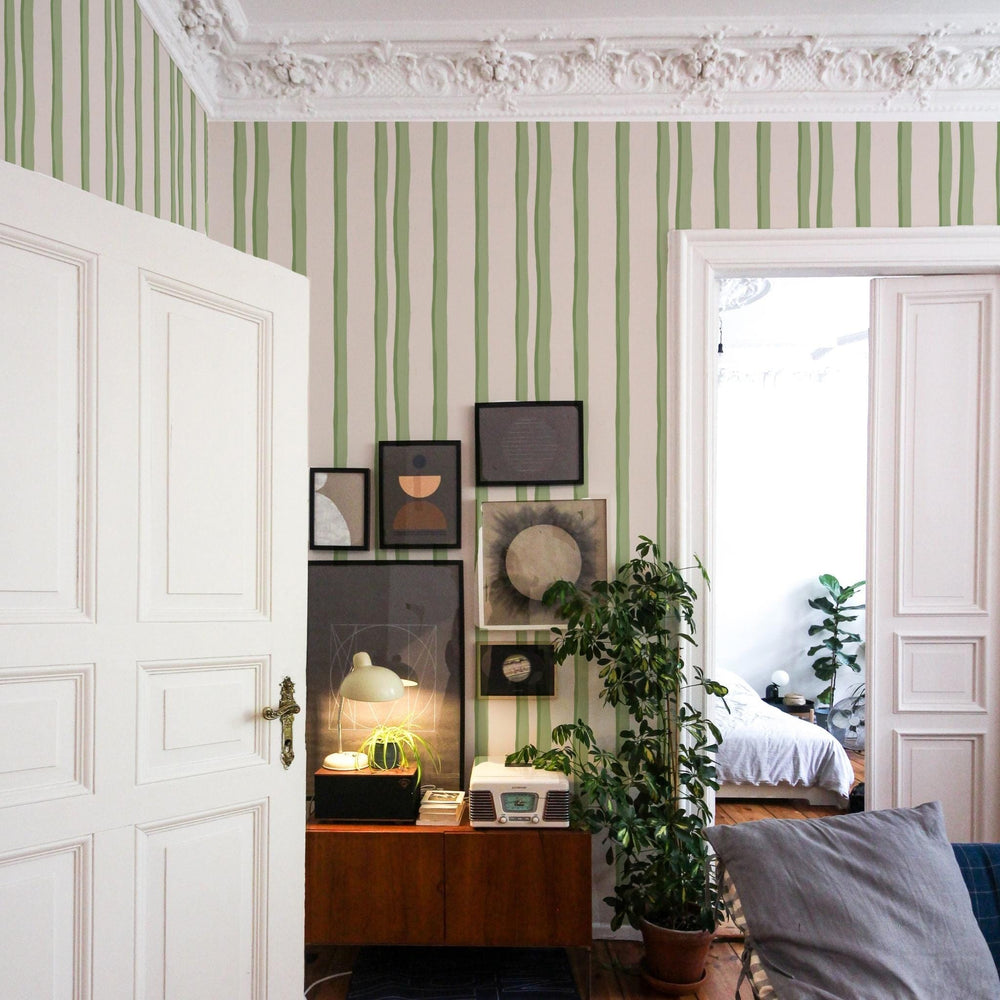 WALLPAPER Somerset Stripes Wallpaper - Greens