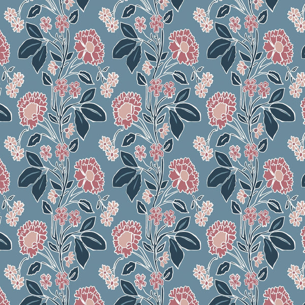 Honiton Lace Wallpaper - Branscombe Blue