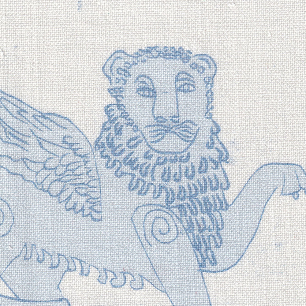 
                  
                    LINEN SAMPLE - Large scale repeat Winged Lion Linen - Delft Blue
                  
                