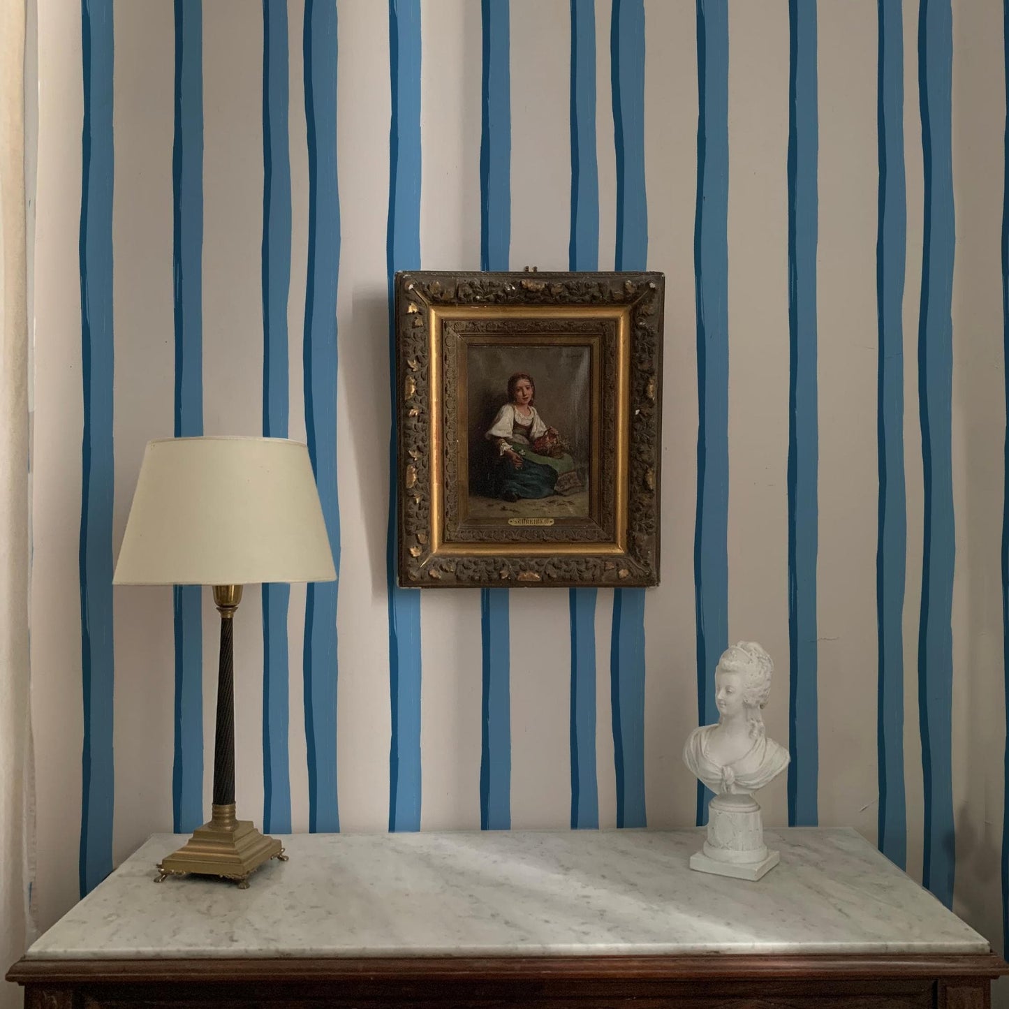 Blue Somerset Stripe Wallpaper by Annika Reed Studio  Annika Reed Studio